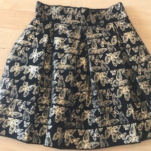 Guess Petite Mini Skirt Black and Gold Butterflies Holiday Party Formal